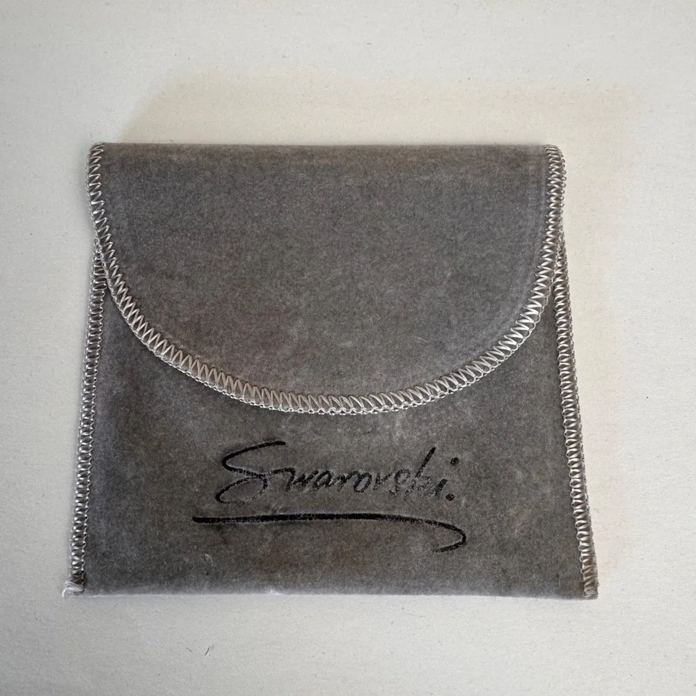 Swarovski Jewelry Pouch Vintage Gray Storage Envelope Dust Bag Empty